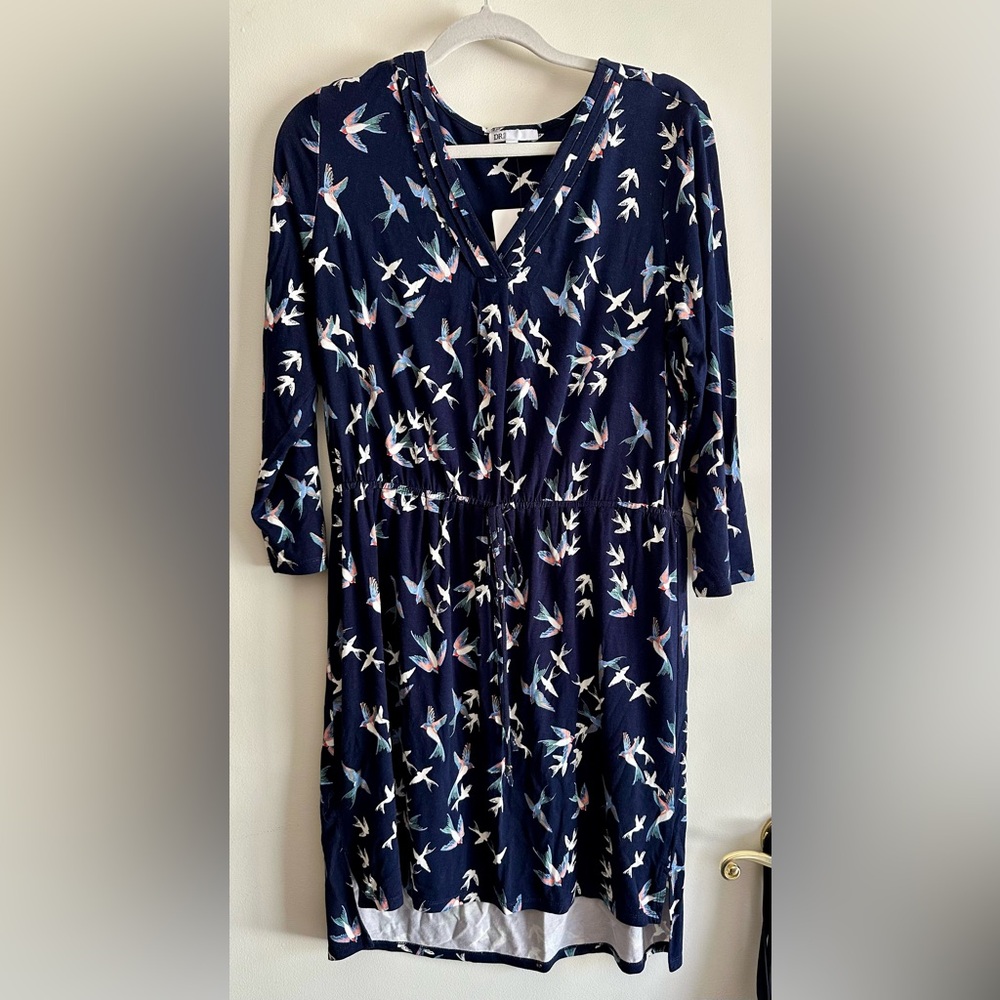 DR2 Blue and White Dress with V-Neck